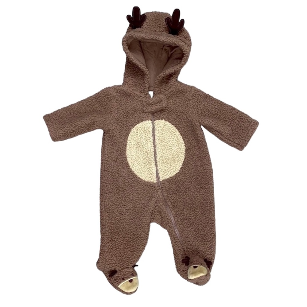 Carter’s Reindeer Zip Bunting Newborn Reindeer Pram Newborn Holiday Bunting - Picture 1 of 14